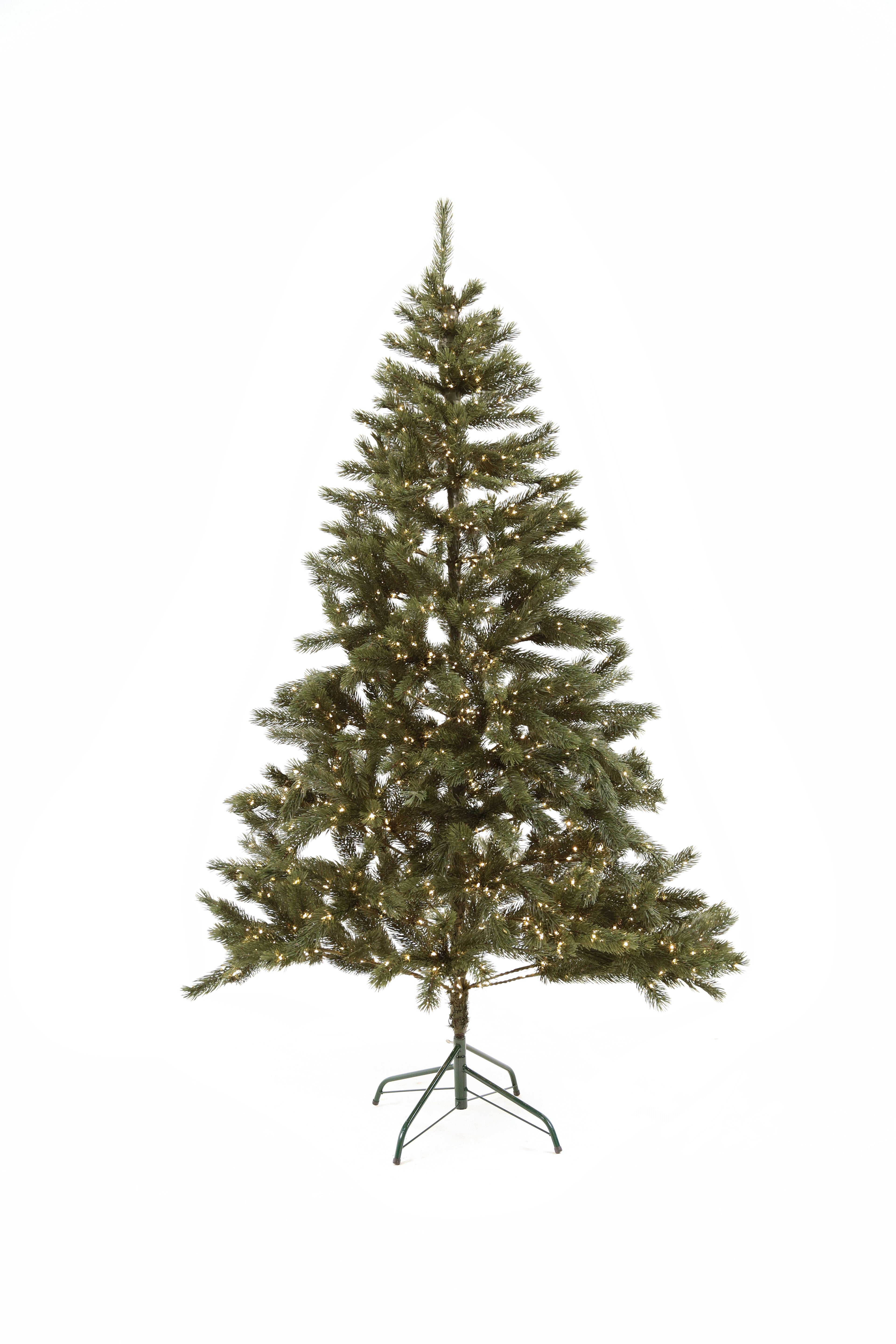 Bukovel Pre-Lit Green Artificial Christmas Tree 6-7 ft Metal Stand Realistic Holiday Home Decoration
