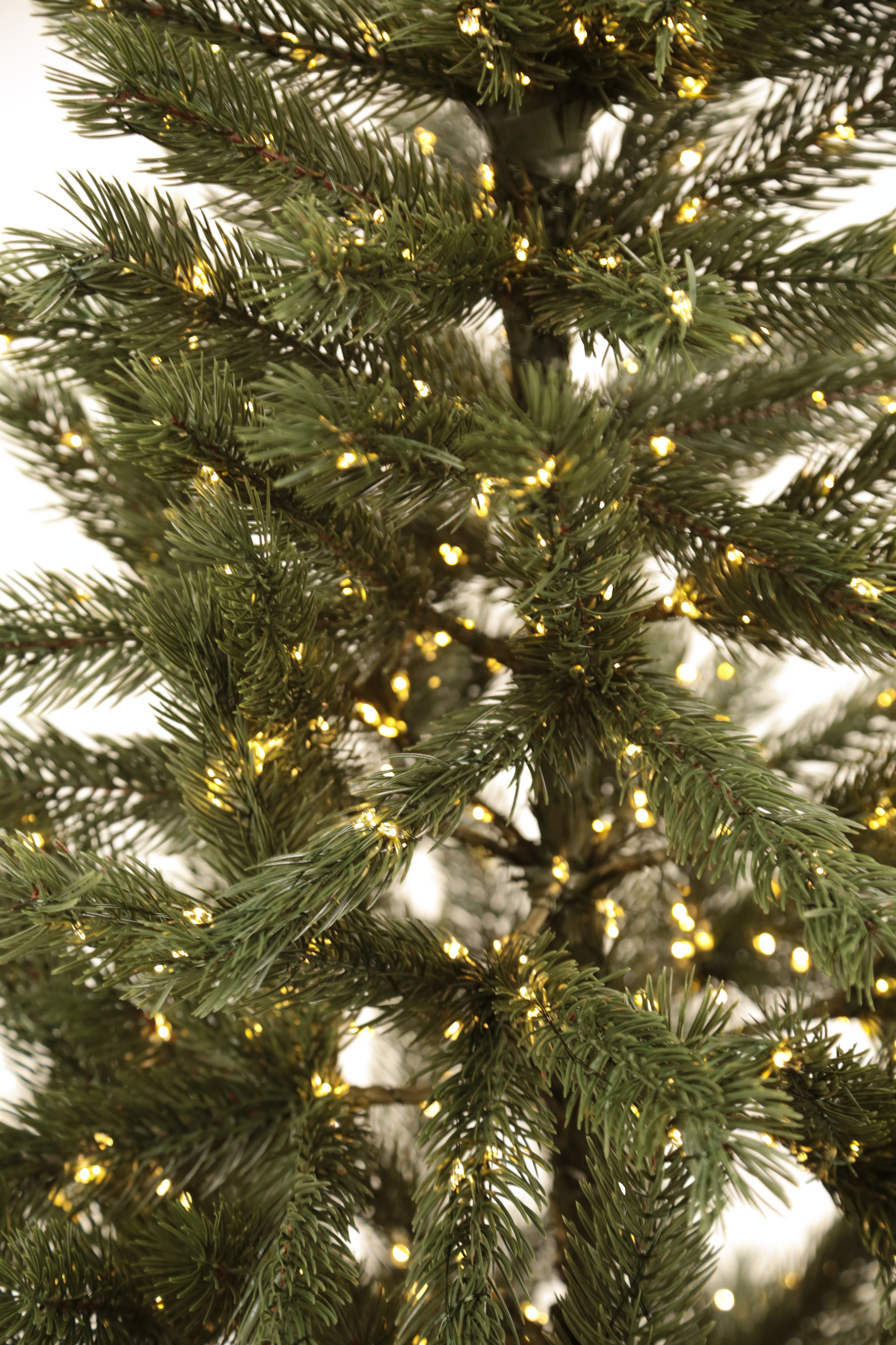 Bukovel Pre-Lit Green Artificial Christmas Tree 6-7 ft Metal Stand Realistic Holiday Home Decoration