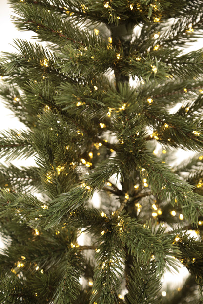 Bukovel Pre-Lit Green Artificial Christmas Tree 6-7 ft Metal Stand Realistic Holiday Home Decoration