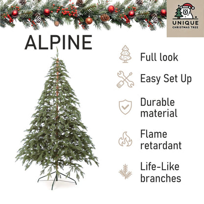 Alpine Artificial Green Christmas Tree 6-7.5 ft Metal Stand Realistic Holiday Home Decoration