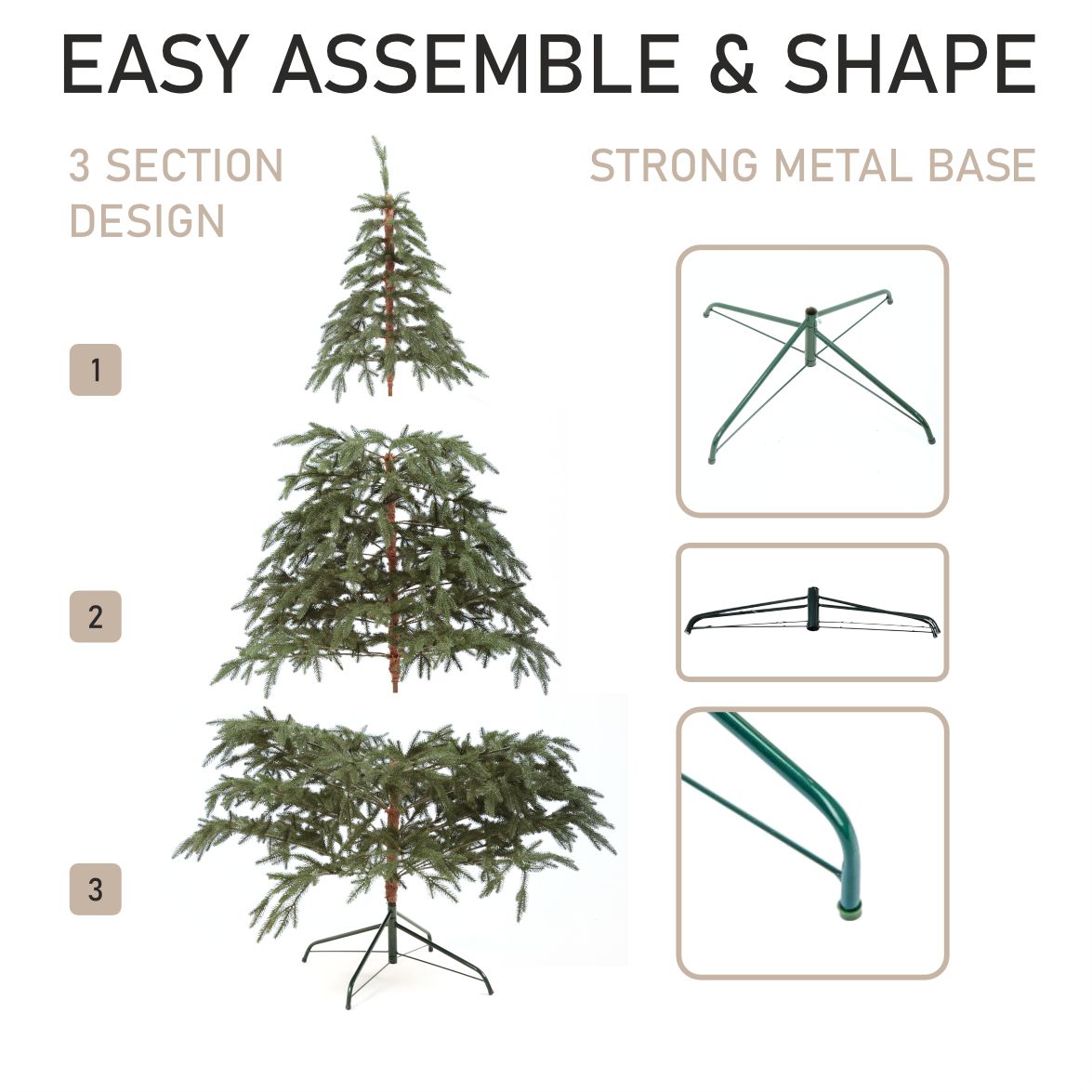 Alpine Artificial Green Christmas Tree 6-7.5 ft Metal Stand Realistic Holiday Home Decoration