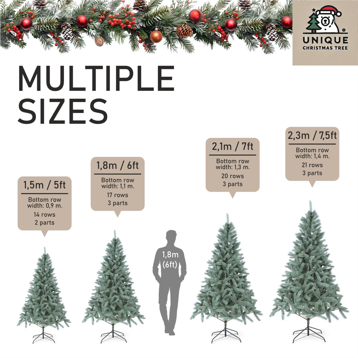 Bukovel Artificial Blue Christmas Tree 6-7 ft Metal Stand Realistic Holiday Home Decoration