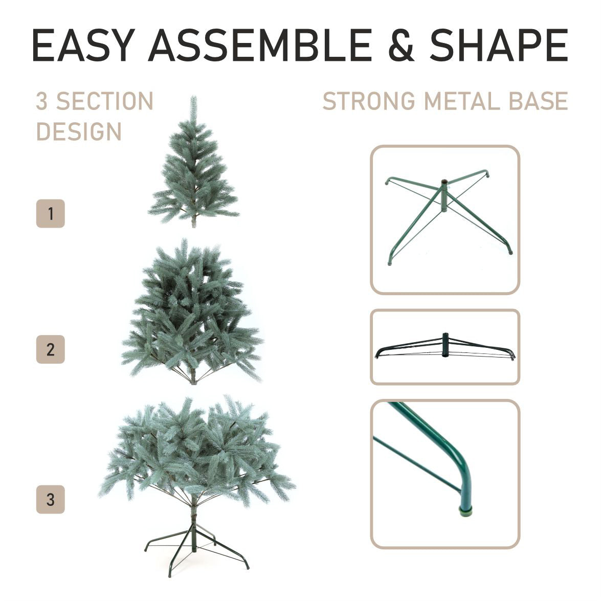 Bukovel Artificial Blue Christmas Tree 6-7 ft Metal Stand Realistic Holiday Home Decoration