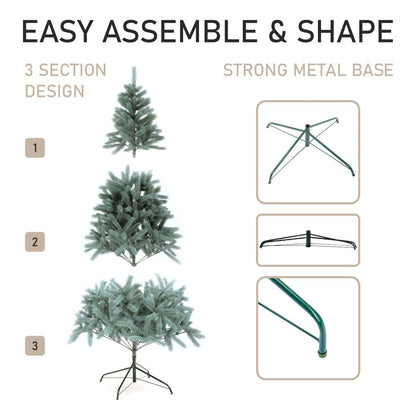 Bukovel Artificial Blue Christmas Tree 6-7 ft Metal Stand Realistic Holiday Home Decoration