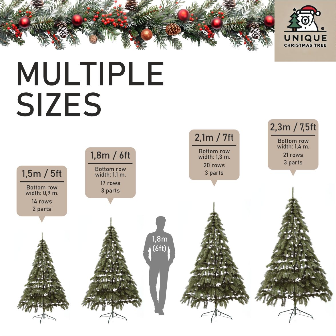 Bukovel Pre-Lit Green Artificial Christmas Tree 6-7 ft Metal Stand Realistic Holiday Home Decoration